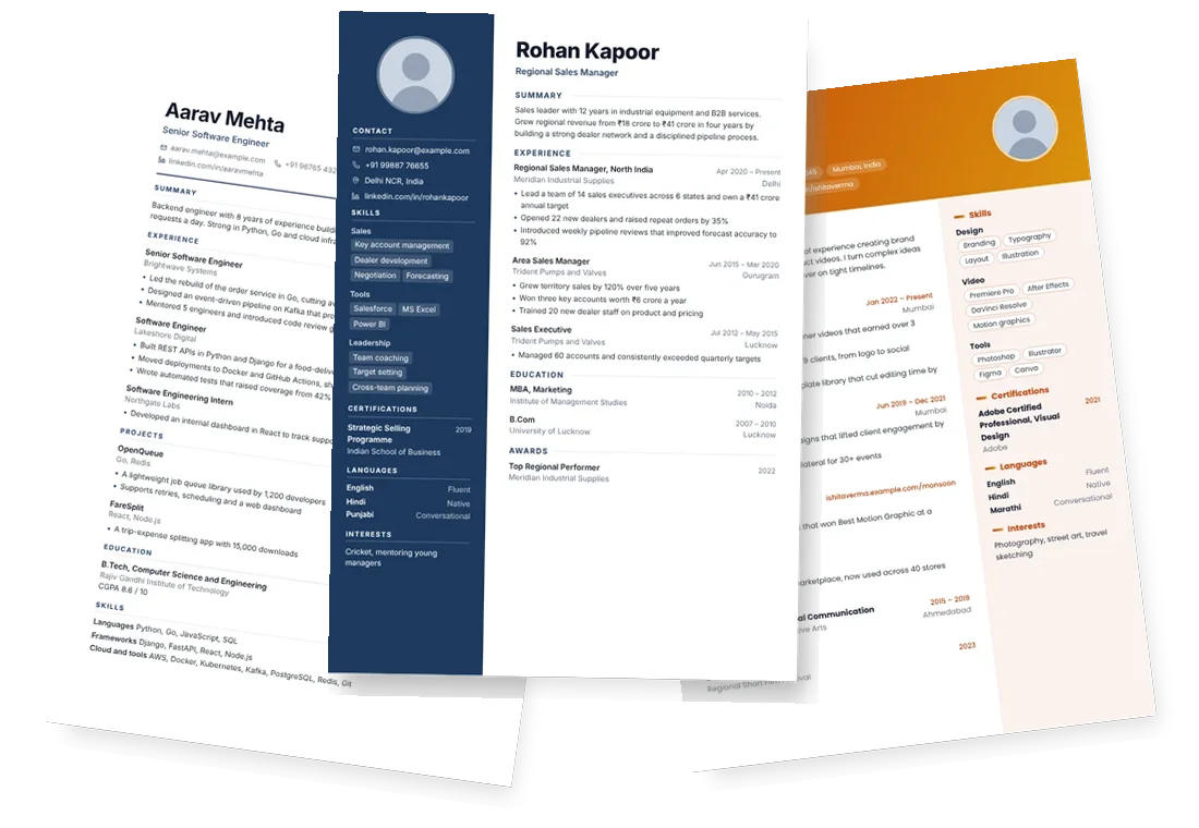 Preview of OHGOI resume templates