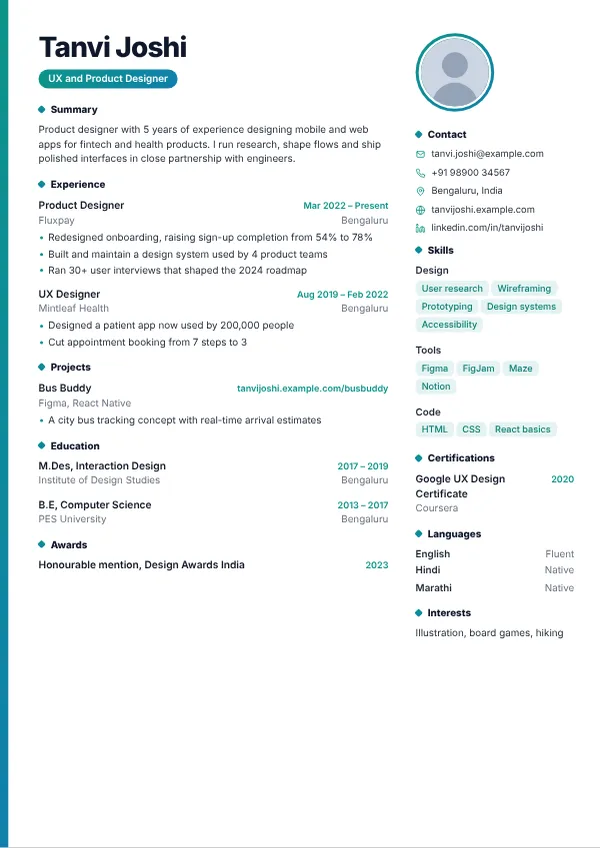 Aurora resume template preview