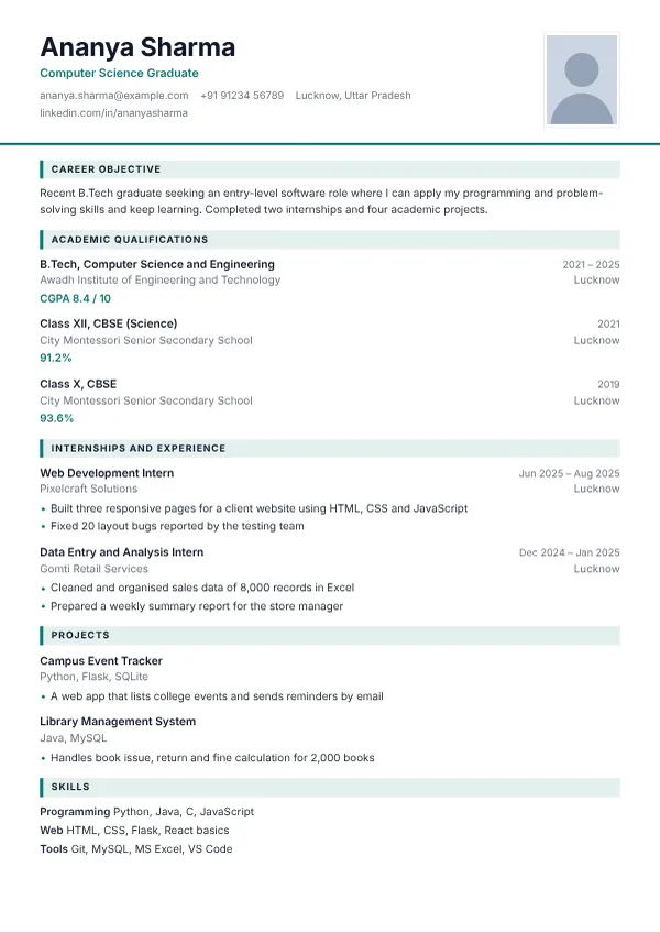 Campus Ready resume template preview