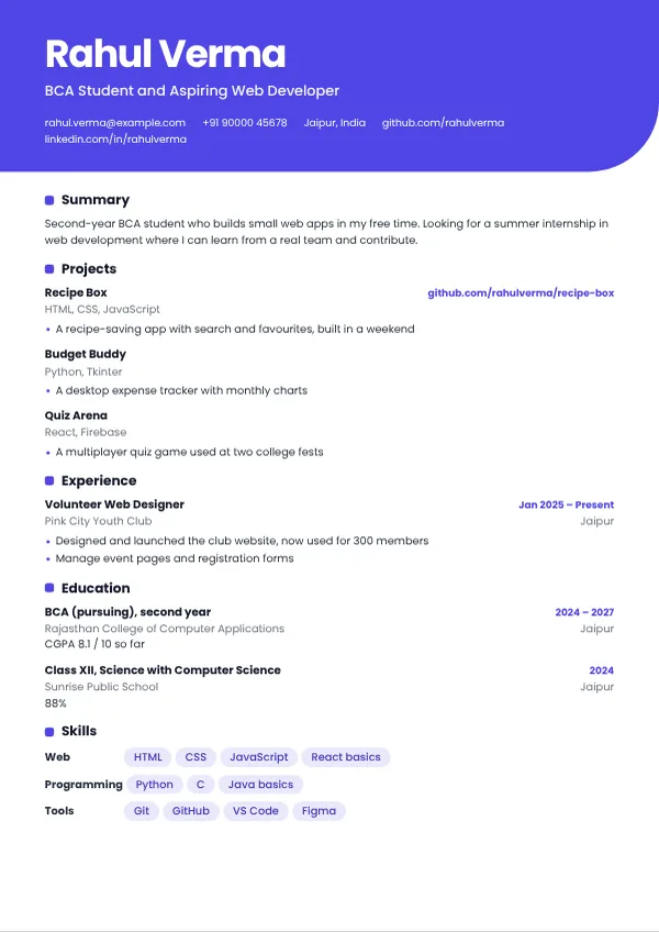 Spark resume template preview